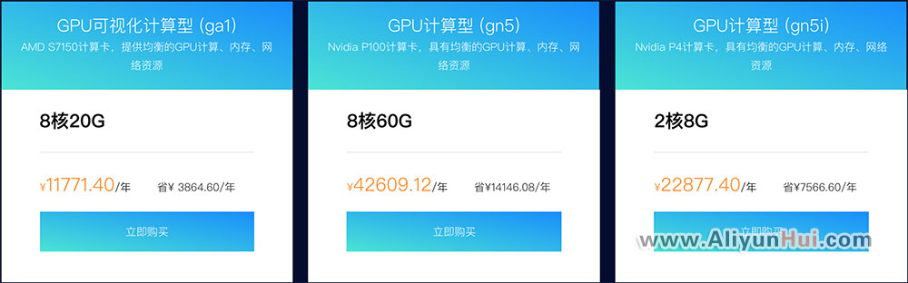 阿里云GPU异构型云服务器价格表