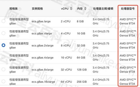 CPU性能：AMD EPYC Genoa 9T34处理器主频3.4 GHz