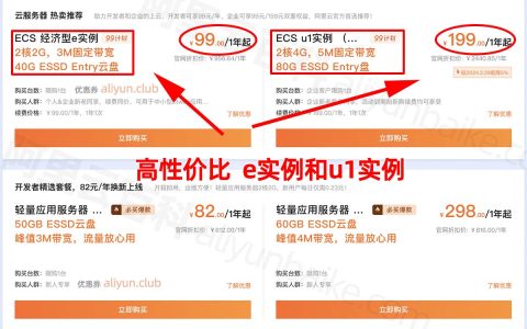 阿里云服务器哪个便宜好用？当然是e实例和u1实例