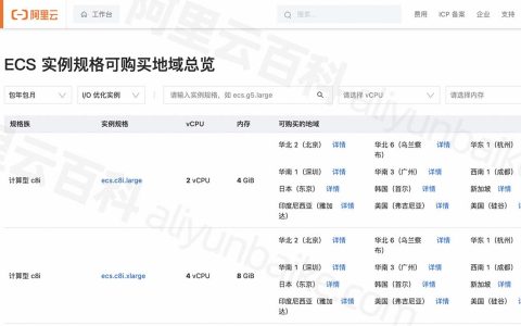 阿里云服务器ECS实例库存资源一览表（购买地域总览）