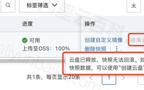 阿里云服务器释放快照无法回滚，小心继续扣费！