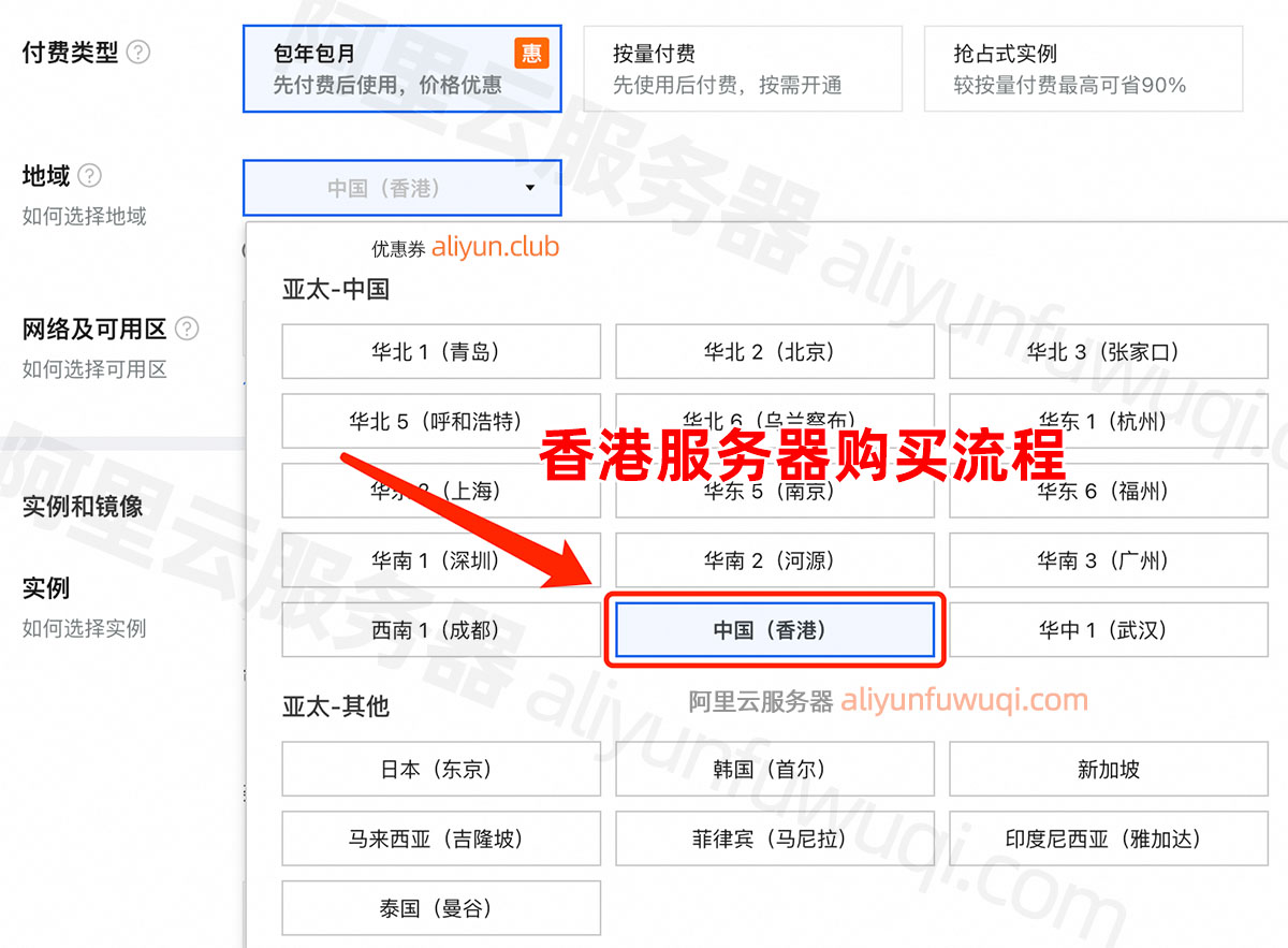 阿里云香港服务器购买流程