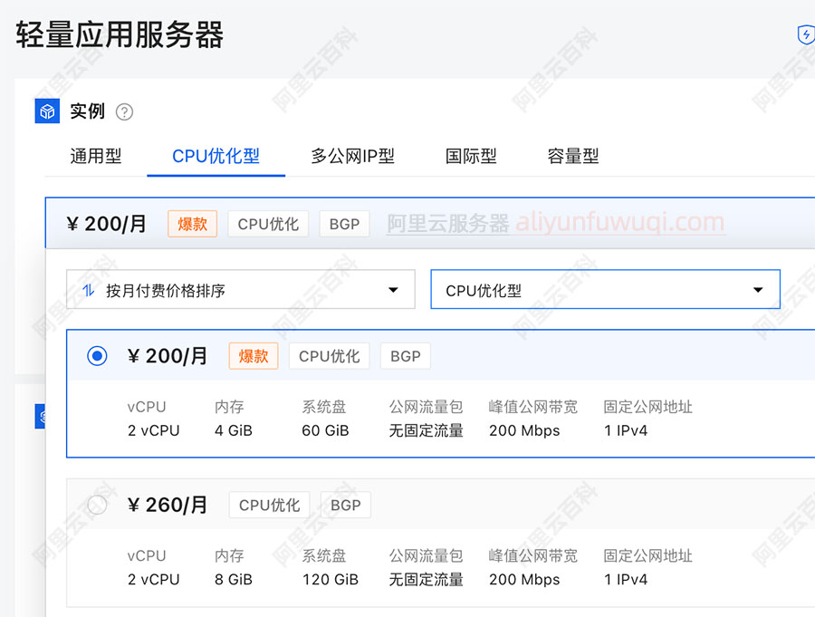 阿里云轻量应用服务器CPU优化型