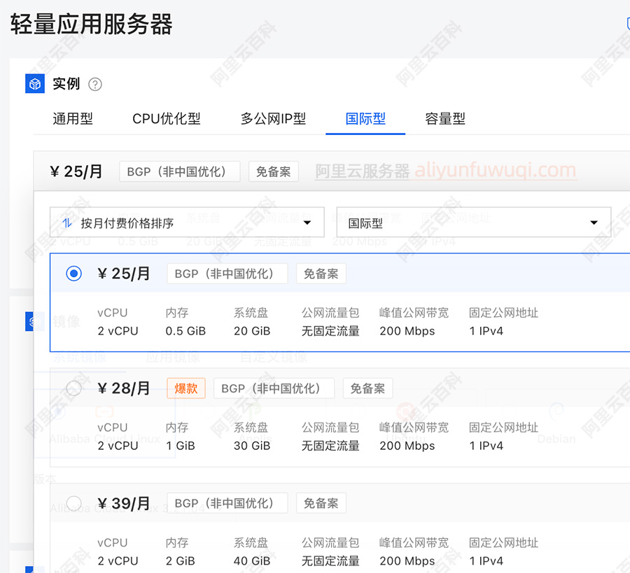 阿里云香港轻量应用服务器200M带宽价格
