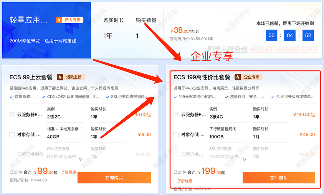 阿里云服务器199元一年（2核4G5M带宽）